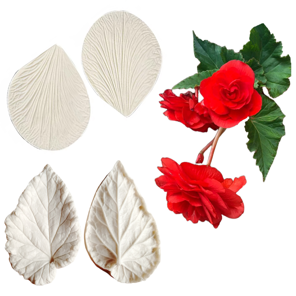 Eco Art Craft - Begonia Tuberous Veiner siliconen mallen bladeren