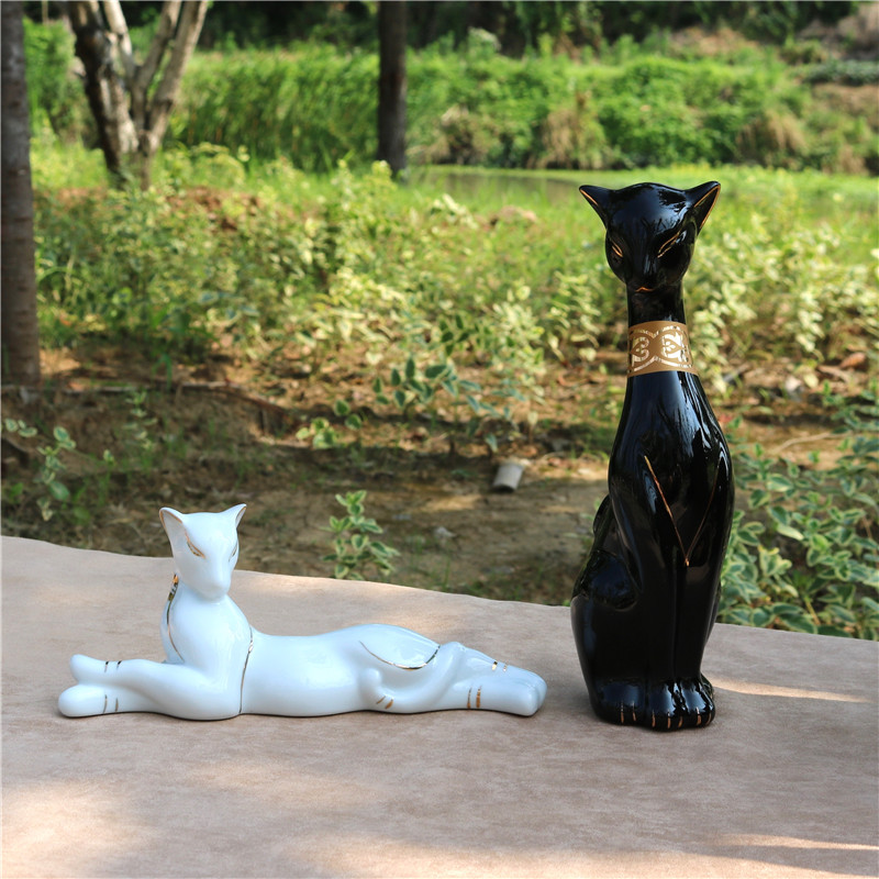 Art Craft Cat - Abstract porselein godin Bastet kat sculptuur