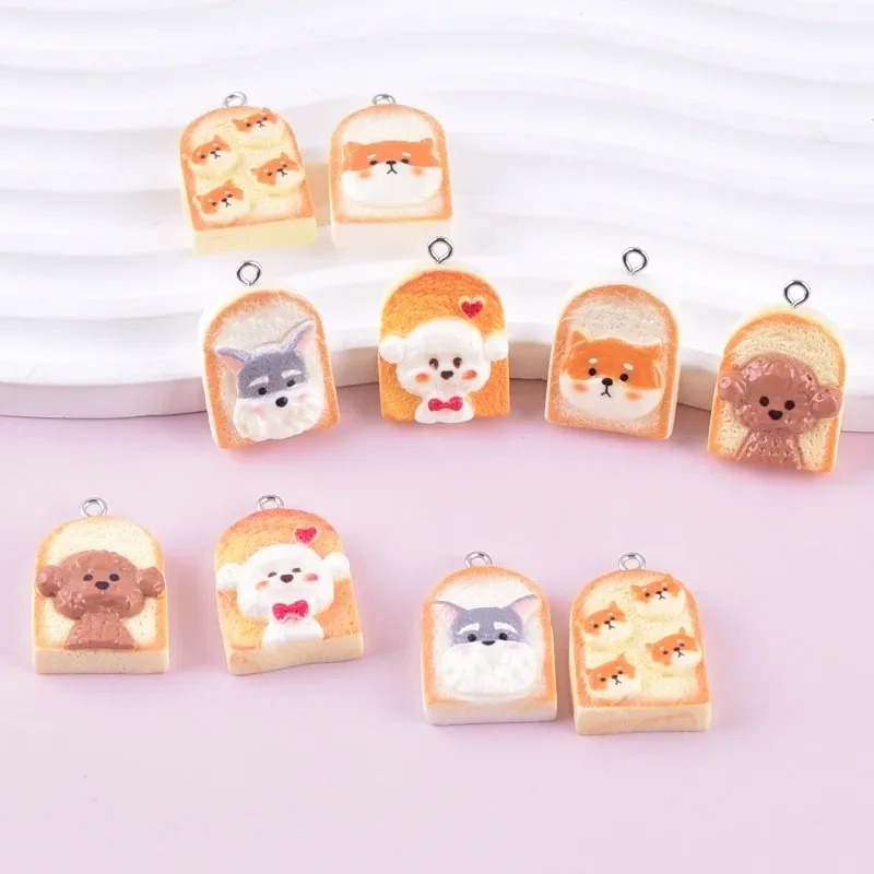 Art Craft Decoration - 10 stuks schattige toast hond hars