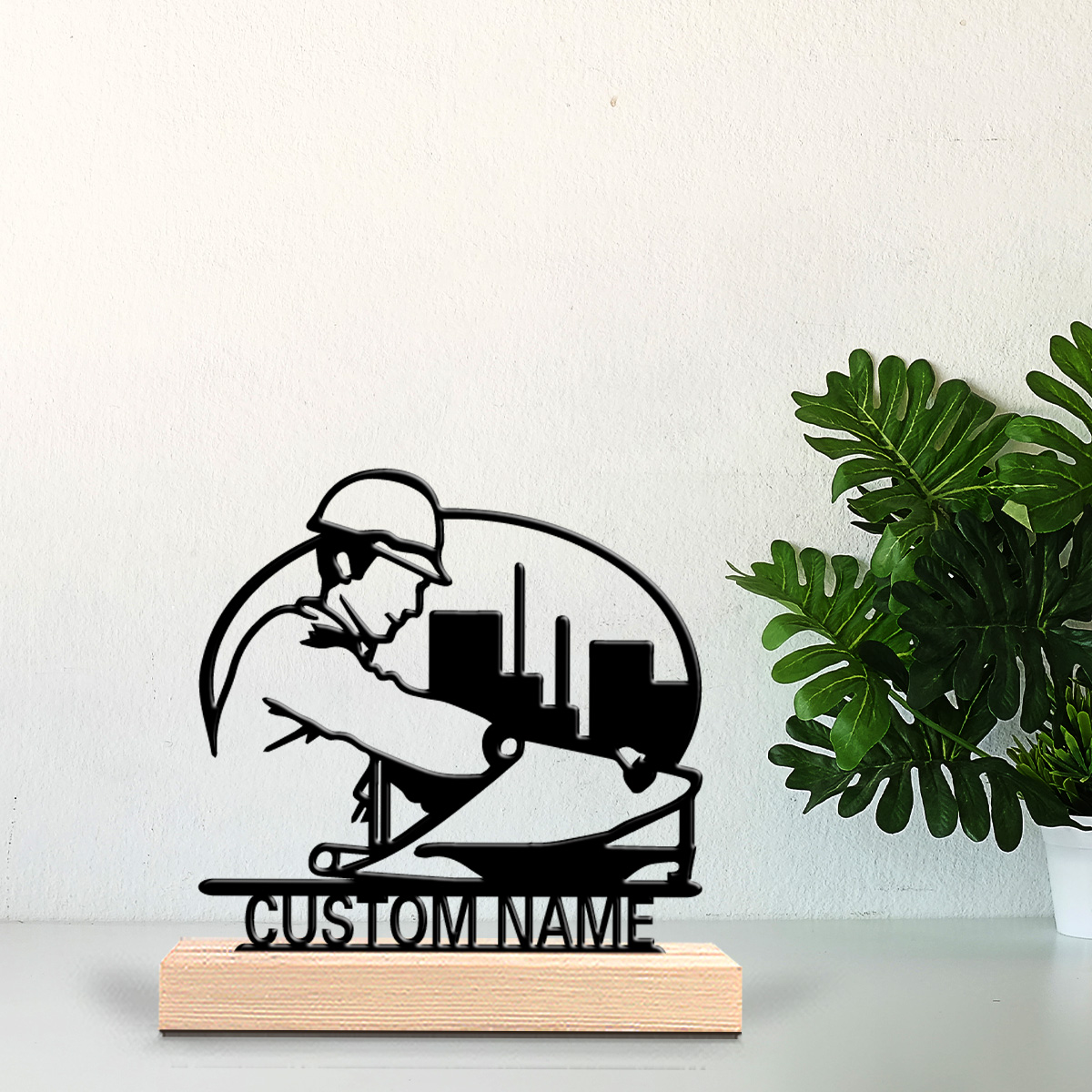 Art Craft Gifts - 1 stuk bouwvakker gepersonaliseerde naam metalen