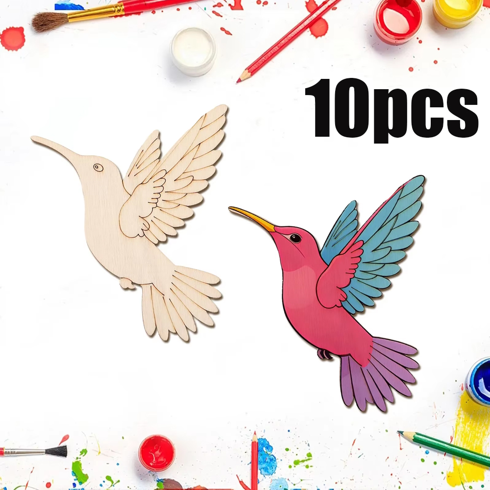 Art Craft Decoration - 10 stuks onafgewerkte houten dieren- en