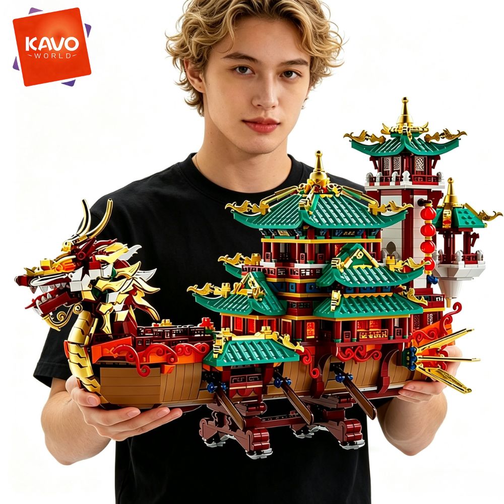 Art Craft Meaning - KAVOWORLD 2453-delige Drakenboot Bouwstenen Festival Chinees