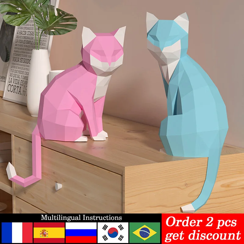 Art Craft Cat - 1 paar Liefhebbers Kat Dier Decor