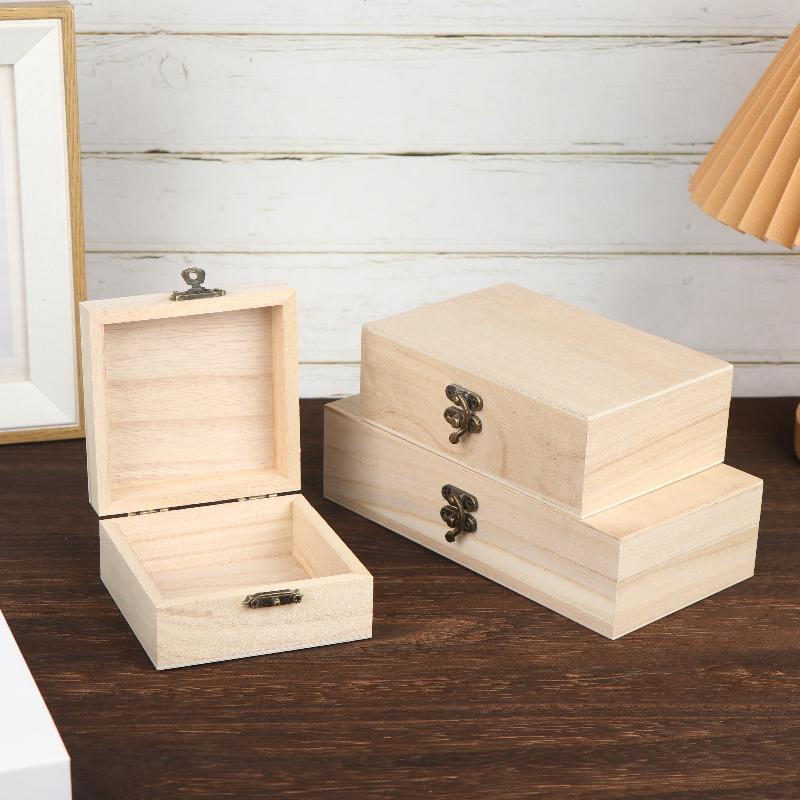 Eco Art Craft - 20*10*5/10*5/15*10*5cm Houten Opbergdoos Met Scharnierend Deksel